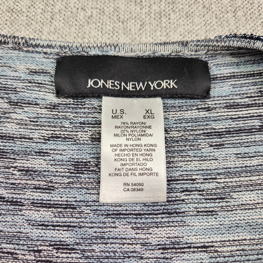 Jones New York Sleeveless Knit‎ Top Women's XL Beaded Embellished Blue Knitwear - Picture 3 of 8